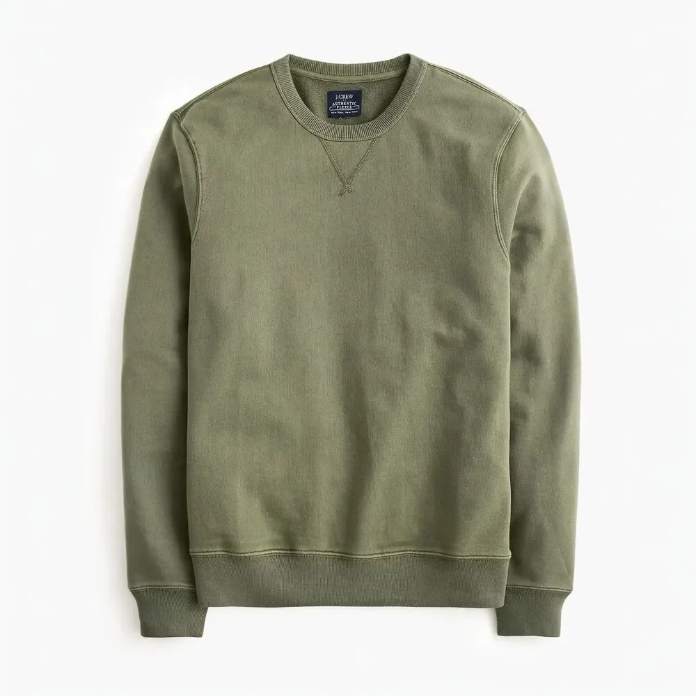 J Crew Sweatshirt Mens XL Green Sycamore Garment Dyed French Terry Crewneck NWT